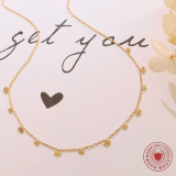 Collar con colgante de hoja ovalada y estrella geométrica para mujer, joyería de tendencia de acero de titanio de 18k