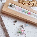 Pendientes de acero de titanio con flor pastoral dulce de 1 pieza