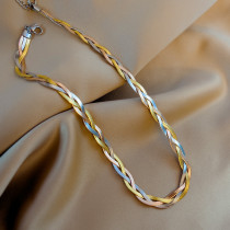 Collar trenzado con revestimiento de acero de titanio, estilo simple, torcido, 1 pieza