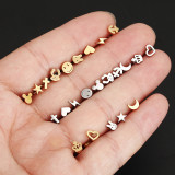 Pendientes chapados en acero inoxidable con corona en forma de corazón de conejo a la moda, 1 pieza