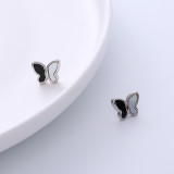 Pendientes de acero inoxidable con diseño de mariposa dulce y titanio