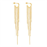 Pendientes exagerados Ins populares de otoño e invierno con diseño de borla larga Retro, pendientes de oro de 18 quilates de acero de titanio
