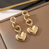 Pendientes colgantes de acero de titanio con forma de corazón a la moda, pendientes de acero inoxidable chapados, 1 par
