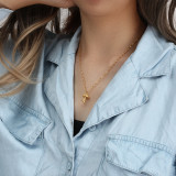 Lindo collar chapado en acero inoxidable con forma de seta