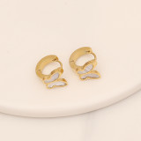 Pendientes con forma de corazón de pentagrama dulce, mariposa, incrustaciones de acero inoxidable, turquesa, 1 par