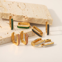 1 par de pendientes chapados en oro de 18 quilates con incrustaciones cuadradas de estilo Simple informal para vacaciones