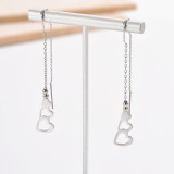 1 par elegante estilo Simple forma de corazón ahueca hacia fuera la línea de oreja de acero inoxidable
