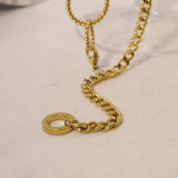 Collar chapado en oro de 14 quilates con revestimiento de acero de titanio y perlas barrocas geométricas de estilo simple