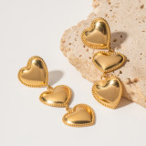 1 par de pendientes colgantes chapados en oro de 18K chapados en acero inoxidable con forma de corazón estilo INS