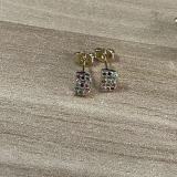 Pendientes chapados en oro de 14K con incrustaciones de cobre y circonita, elegantes y lujosos, estilo clásico, con letras asimétricas, 1 par