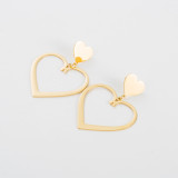 1 par de pendientes colgantes de acero inoxidable con forma de corazón y luna circular elegante