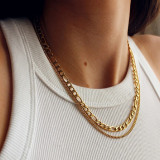 Collares acodados chapados en oro de 18K con revestimiento de acero inoxidable de color sólido de estilo moderno elegante