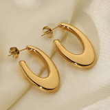 Pendientes estilo INS europeo y americano Pendientes ovalados geométricos de moda de acero inoxidable de oro de 18 quilates