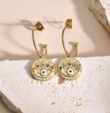 Pendientes colgantes de circonita de acero inoxidable con incrustaciones de Luna, ojo del diablo, ropa de calle informal, 1 par