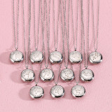 Collar corto de diamantes de acero de titanio con doce constelaciones simples, joyería al por mayor