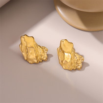 1 par de pendientes chapados en oro de 18 quilates de acero inoxidable con revestimiento geométrico de estilo Simple Retro