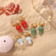 Pendientes De Acero Inoxidable Con Colgante De Seta De Piedra De Moda