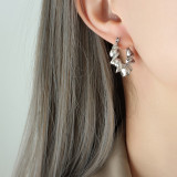 Pendientes torcidos de estilo simple con revestimiento de acero y titanio, 1 par