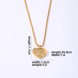 Hip-Hop estilo simple estilo romano forma de corazón redondo titanio acero pulido chapado en oro colgante collar