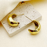 1 par de pendientes chapados en oro de acero inoxidable chapados en color sólido estilo sencillo