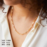 Collar de cadena de clavícula chapado en oro con cadena de acero de titanio 316L, superventas a la moda, para mujer