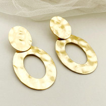 1 par de pendientes chapados en oro de acero inoxidable, estilo Simple, elegante e informal, ovalados