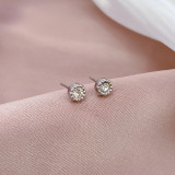 1 par de pendientes de circón de acero de titanio con incrustaciones de revestimiento geométrico de viaje de estilo Simple