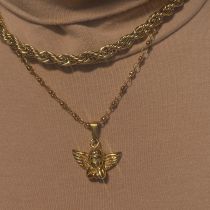 Collar colgante chapado en oro de 18 quilates de acero titanio con ángel retro al por mayor