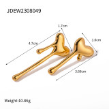 1 par de pendientes chapados en oro de 18 quilates de acero inoxidable con forma de corazón estilo IG