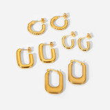 Pendientes de aro geométricos de oro de 18 quilates de acero de titanio simples, joyería para mujer