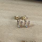 Pendientes chapados en oro de 14K con incrustaciones de cobre y circonita, elegantes y lujosos, estilo clásico, con letras asimétricas, 1 par