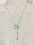 Elegante collar con colgante de circonio con incrustaciones de acero inoxidable chapado en forma de corazón 1 pieza
