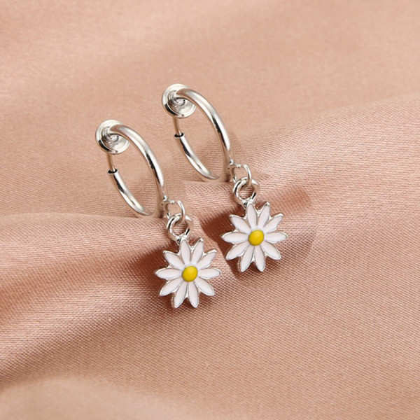 Pendientes de aro de acero inoxidable Sweet Daisy Pendientes de acero inoxidable