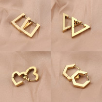 Pendientes colgantes con revestimiento de acero de titanio, hexágono triangular, estilo simple, 1 par