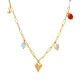 Collar elegante de acero de titanio con forma de corazón, chapado en perlas artificiales, collares de acero inoxidable de piedra Natural