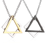 Collar con colgante chapado en oro de 14 quilates de acero inoxidable, rectángulo, triángulo, estilo simple informal, a granel