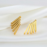 1 par de pendientes de acero de titanio chapados en líneas de estilo simple e informal