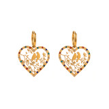 1 par de pendientes de gota chapados en oro con incrustaciones de diamantes de imitación chapados en acero inoxidable y ojo de árbol artístico