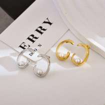 1 par de pendientes de perlas artificiales de acero inoxidable con incrustaciones de Color sólido de estilo Simple
