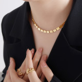 Collar chapado en oro de 18 quilates con revestimiento de acero de titanio geométrico estilo fresco hip-hop