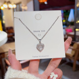 Collar con colgante de diamante artificial con incrustaciones de acero de titanio en forma de corazón de estilo simple