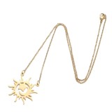 Collar chapado en acero de titanio con sol de moda de 1 pieza