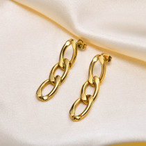 1 par de pendientes colgantes chapados en oro de acero inoxidable con cadena de estilo simple