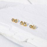 Pendientes de acero inoxidable con forma de corazón hexagonal, estilo Simple, con forma de corazón hexagonal, raya en espiral, chapados en circonita