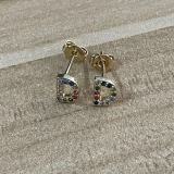 Pendientes chapados en oro de 14K con incrustaciones de cobre y circonita, elegantes y lujosos, estilo clásico, con letras asimétricas, 1 par