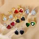 1 par de pendientes chapados en oro con circonitas de acero inoxidable con incrustaciones en forma de corazón de estilo Simple y elegante