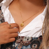 Collar chapado en oro de acero inoxidable con forma de corazón de tortuga retro, 1 pieza