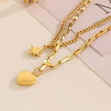 Collar chapado en oro de titanio con forma de corazón de estilo simple