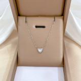 Collar de perlas artificiales con incrustaciones de acero inoxidable en forma de corazón cuadrado con letras de hip-hop 1 pieza