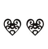 Pendientes estilo simple con forma de corazón y flor de acero inoxidable, 1 par